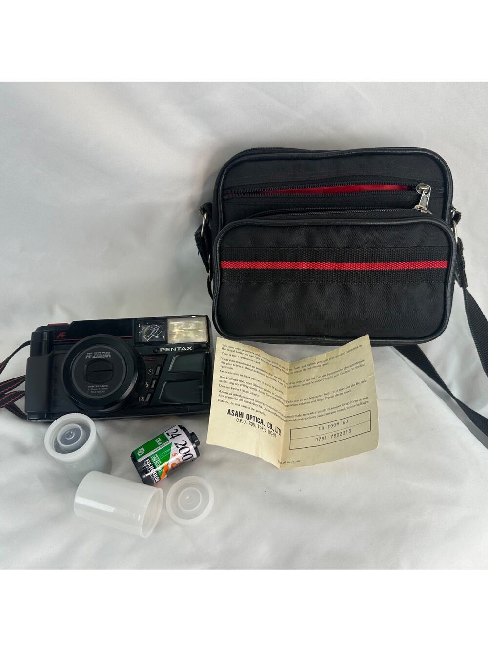 Pentax IQZoom 60 AF 35mm Film Camera Point Shoot w Case Untested